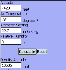 Density Altitude Chart Calculator